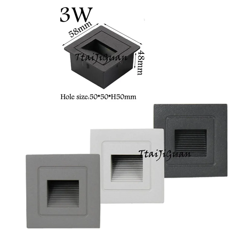 LED Wall Lamp 3W 5W Aluminum Stair light Recessed LED Step Lamp Pathway Wall Corner Lamps AC85-265V Wall Light DC12V 58MM/86MM 3