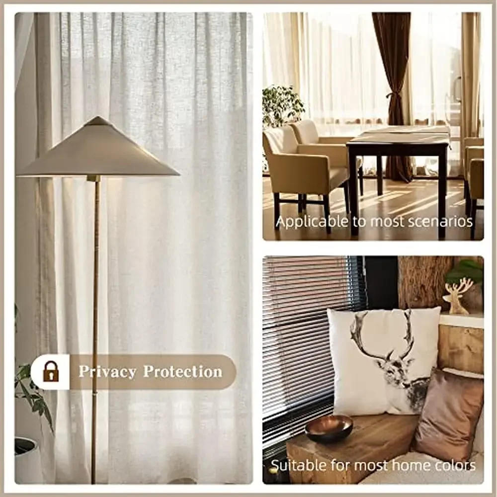 Pinch Pleated Drapes Light Filtering Living Room Sheer Curtain Panels 96" Long Hooks Traverse Included Unique Design Elegant 6