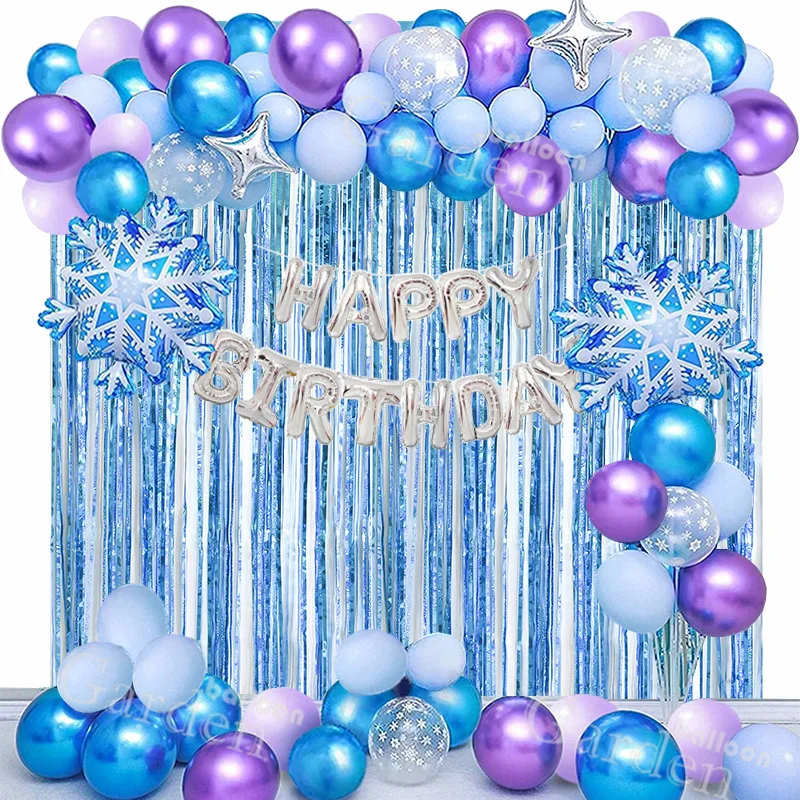 

elsa frozen Party Balloon Arch Kit Ballon Helium Snowflake Happy Birthday Snow Queen Party Decoration Girl Globos Baby shower