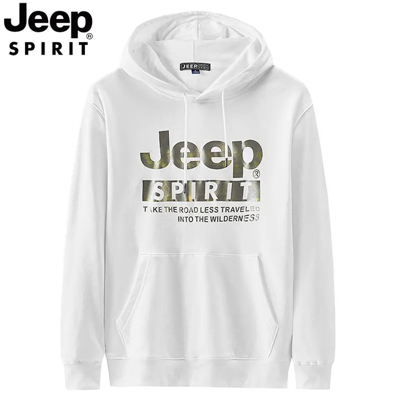 Jeep Spirit Printed Men Sports Hooded Sweater Casual Loose