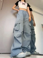 New Women Y2K Cargo Pants Fashion Casual High Waist Big Pockets Hip Hop Trousers Female Streetwear Drawstring Baggy Sweatpants - Image 2