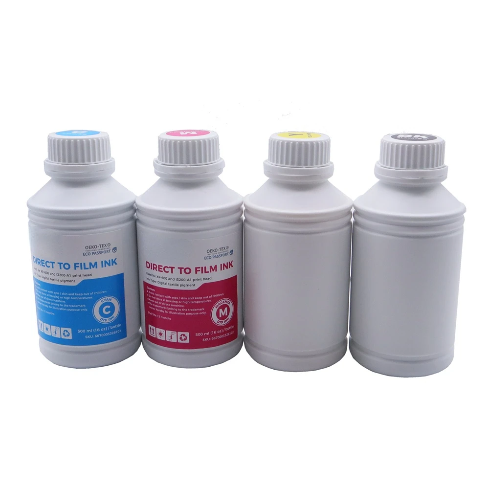 US Stock 4 Colors (C M Y K) DTF Ink 500ml Bottle Direct to Transfer Film Ink for Epson Printheads Water-based DTF Inks for Bulk