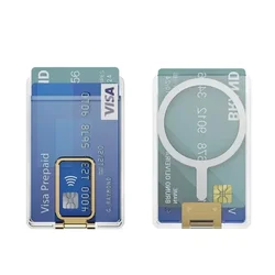 Transparent Strong Magnetic Card Holder Wallet with MagSafe Compatibility - Clear Wallet (Gold)