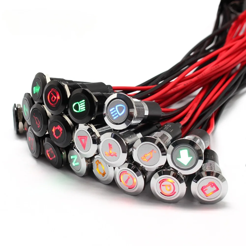 

16mm With Symbol Indicator LED Red Yellow White Blue Green Various Pattern Voltage 3V12V110V220V Auto And Motorcycle Fitting New