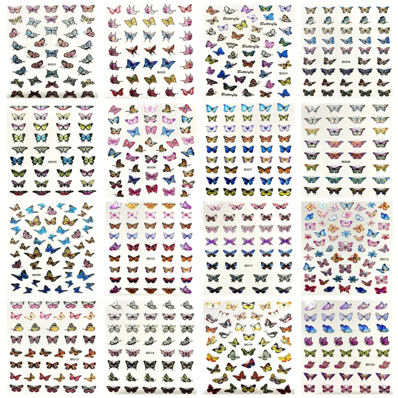 

1pcs New Nail Stickers Laser Colorful Butterfly Gel Decals Stickers For Nails Self-Adhesive Love Sliders 3D Nail Art Decorations