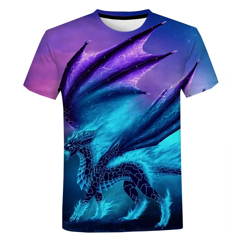 

Men's and Women's Summer Fashion Dragon Print Men's T-shirt Crewneck Loose Top Casual Street Oversized Clothing