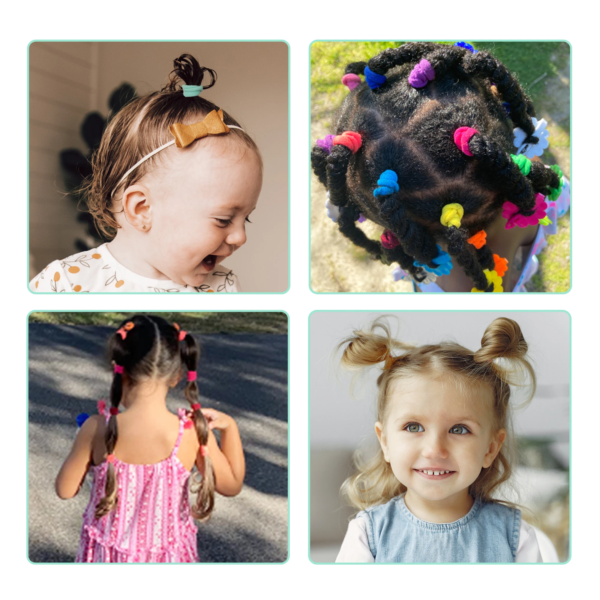 100 Piece Small Hair Tie Ladies, 2cm Elastic Hair Tie Ponytail Colourful, Mini for Baby Toddler Girls