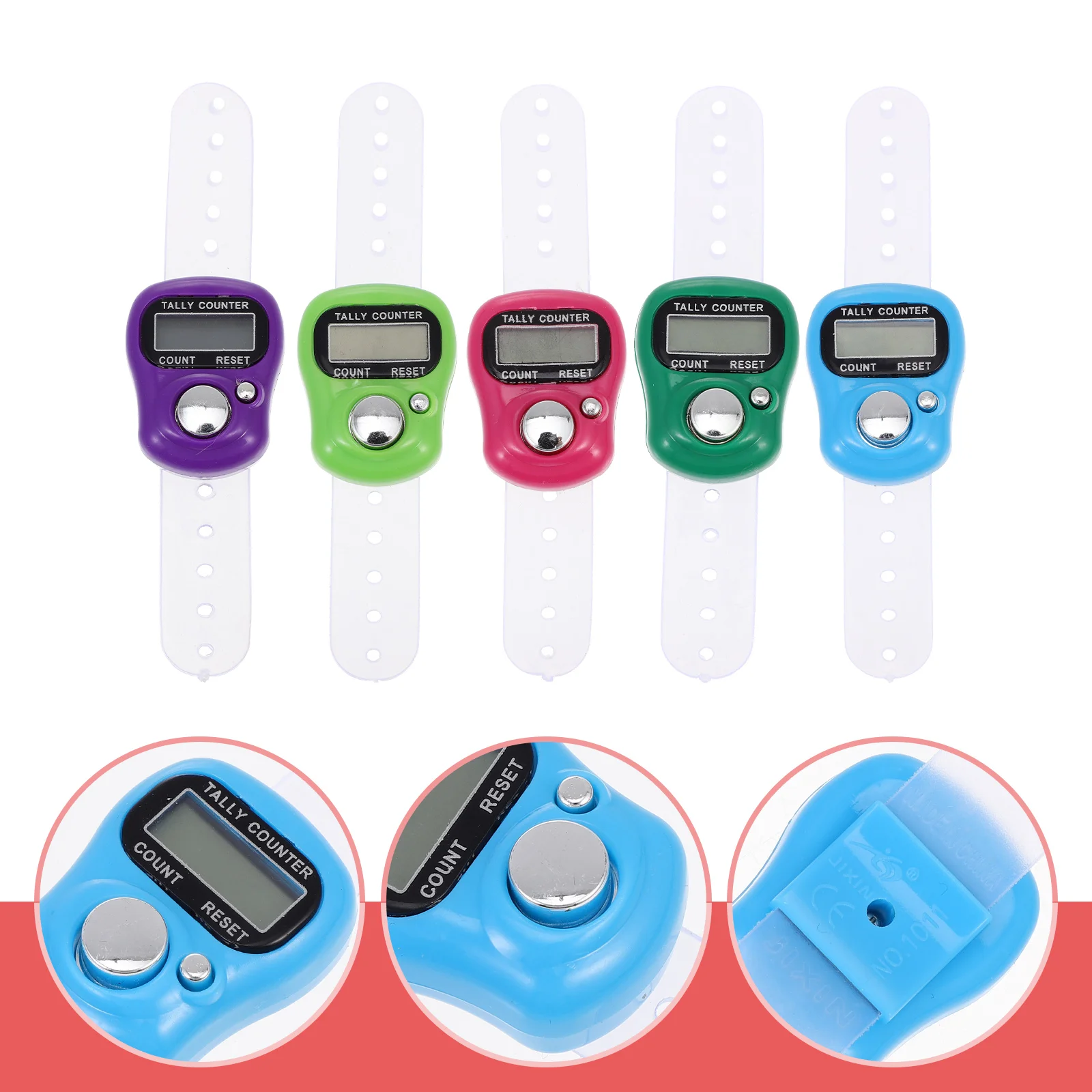 

5 Pcs Finger Counter Muslim Tally Counters Plastic Ring Counting Device Mechanical Timer Pray Silent Supplies The Lap