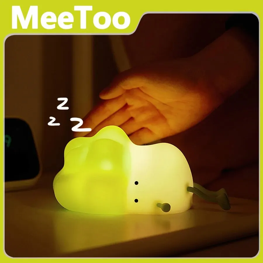 Usb Rechargeable Type C Phone Holder Touch Sensor Silicone Led Lamp Atmosphere Night Light Pat Light Cabbage Color Nightlight
