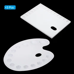 3Pcs Acrylic Paint Palette Art Alternatives Paint Tray Artist Watercolor Plastic Pallets Oval/Square for Watercolor Painting