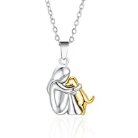 Collier chien câlin pour fille, mignon, deux tons, mode femmes et pendentif pour animaux de compagnie, accessoires bijoux 1