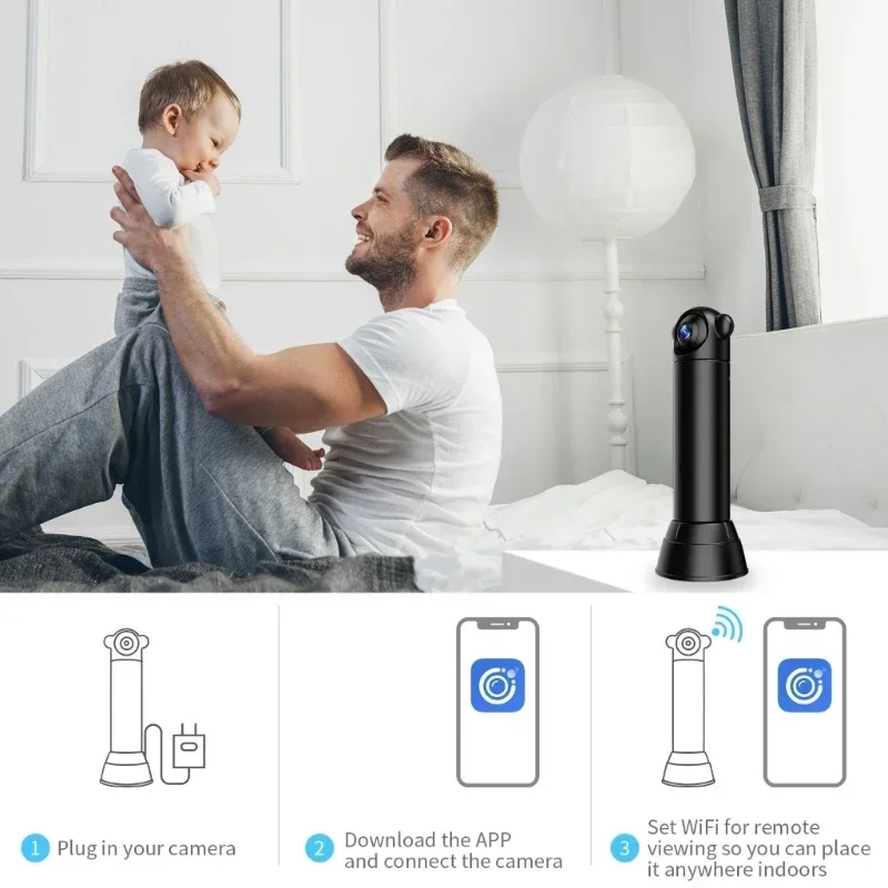미니 카메라 와이파이 1080P 앱 원격 보기 260 ° 보안 보호 네트워크 무선 USB 캠코더, 휴대폰 안전 모니터