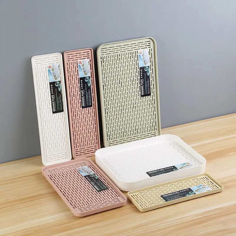 พลาสติกหนาถาดระบายน้ํา Double Deck ผลไม้กลางแจ้งถาดชาบนโต๊ะอาหารท่อระบายน้ําถาดถาดพลาสติก 1