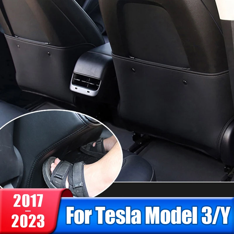 Auto Sitz zurück Anti Kick Pad Protector Abdeckung Für Tesla Modell 3 Y  2017- 2021 2022 2023 Kind Anti schmutzig Leder Matte Zubehör - AliExpress
