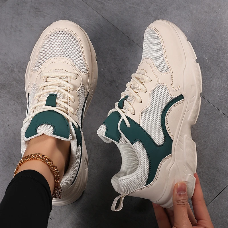 Lightweight Mesh Breathable Women's Sneakers Versatile Casual White Shoes for Comfortable Wear