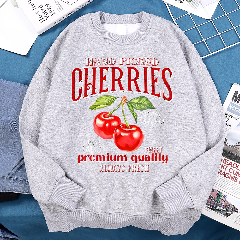Hand Picked Cherries Premium Quality Hoodies Mens Harajuku Loose Hoody Oversize Loose Clothes Fashion Fitness Sweatshirt Women