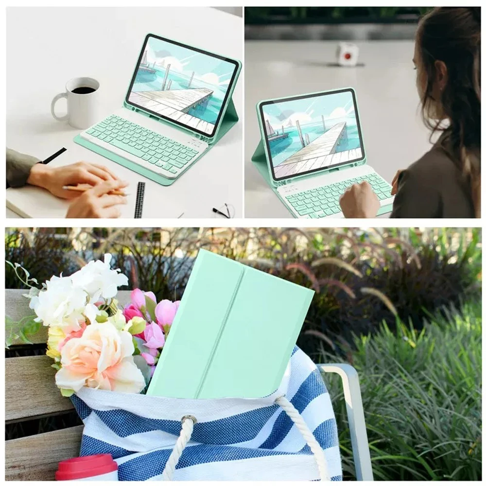 Versatile Keyboard Case with Detachable Bluetooth, Multi-Angle Stand, and Pen Holder
