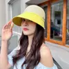Summer Women Bucket Hat UV Protection Sun Hats Soft Foldable Wide Brim Outdoor Beach Hat Panama Cap Ponytail Cap 3