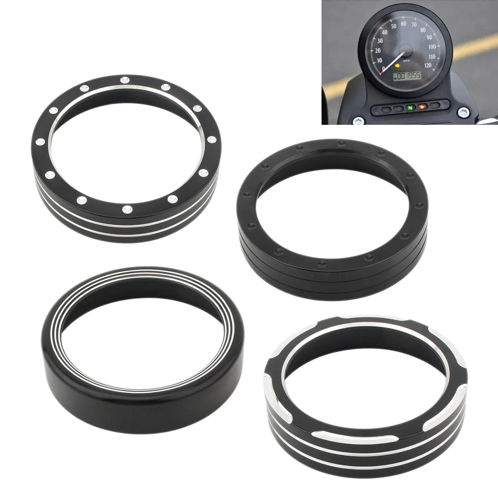 Per Honda Rebel Cmx 300 Cmx 500 2017-2019 Tachimetro Moto Trim Bezel Trim Ring Cover Strumento Gauge Kit Alluminio Nero