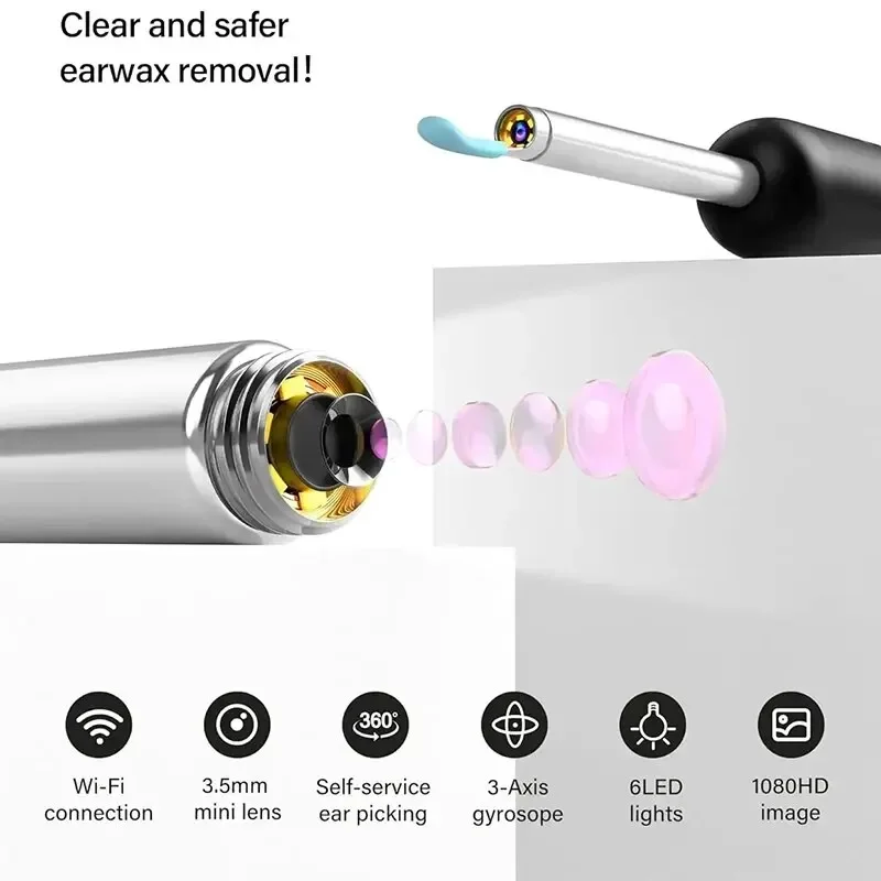 Smart Visual Ear Cleaner With Camera 6 LED Lights 4.0mm Lens Ear Wax Removal Tool 800W Pixel HD Camera Ear Endoscope Earpick