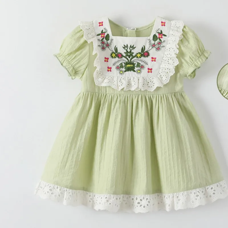 

Summer 2024 Ins Korean Baby Girls Dress Cotton Comfort Short Sleeve Fashion Fresh Newborn Girls Dress Casual Infant Girls Dress