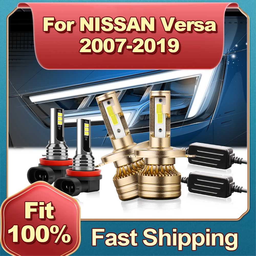 

2/4 светодиодные фары высокой мощности 120 Вт H4, противотуманная модель H11 для NISSAN Versa 2007 2008 2009 2010 2011 2012 2013 2015 2014 17 18 2016