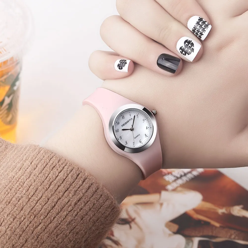 

2022 REBIRTH New Simple And Fashionable Leisure Women's Watch Quartz Watch Silicone Adhesive Tape