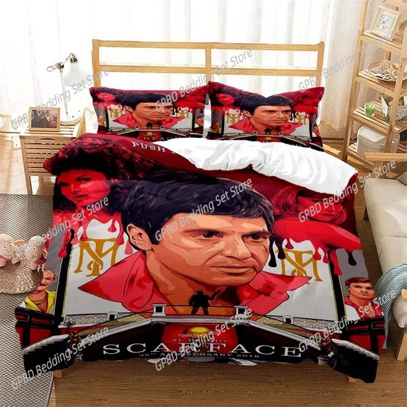 Tony Montana Scarfaces Bedding Set Boys Girls Twin Queen Size Duvet Cover Pillowcase Bed Kids Adult Home Textileextile 2