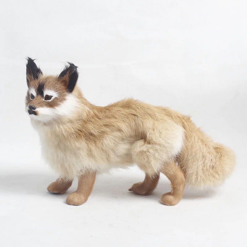 Simulation Animal Fox Plush Toy Doll Forest Props Model Car Home Decoration