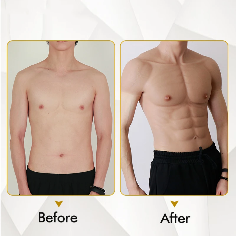 Classic Realistic Fake Muscle Silicone Artificial Skin Actor Cosplay Props Simulation Muscle T-Shirt Mens