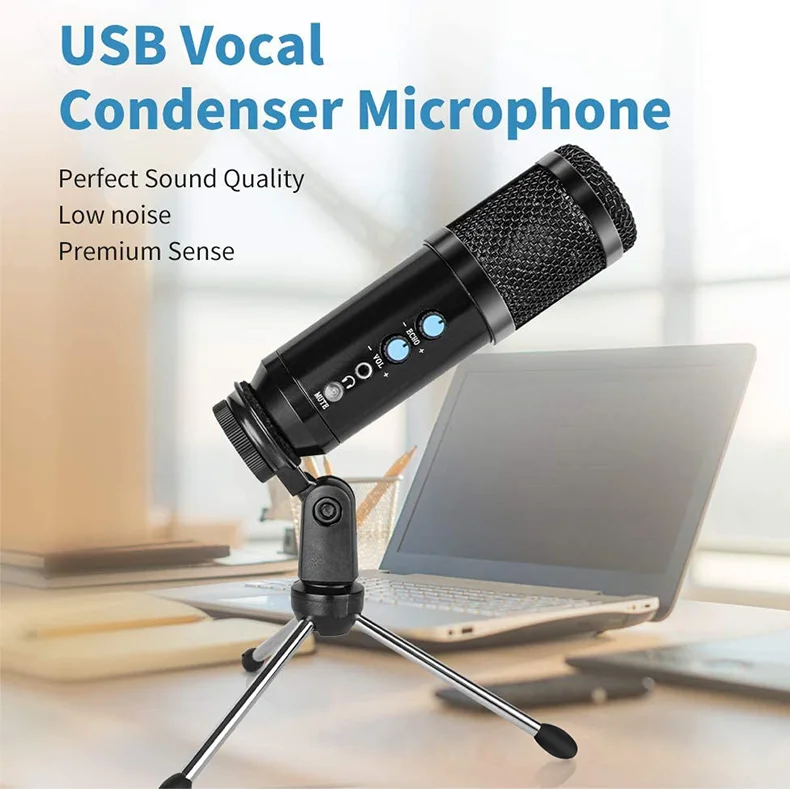 Kinglucky USB Condenser Microphone RGB Color Atmosphere Light Emitting Microphone Laptop Live Recording