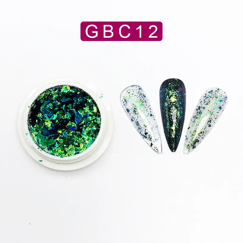 1Pc Iridescent Glitter Chameleon Nail Flakes Holographic Laser Colorful Nail Sequins For Sparkle Glitter Irregular Tips