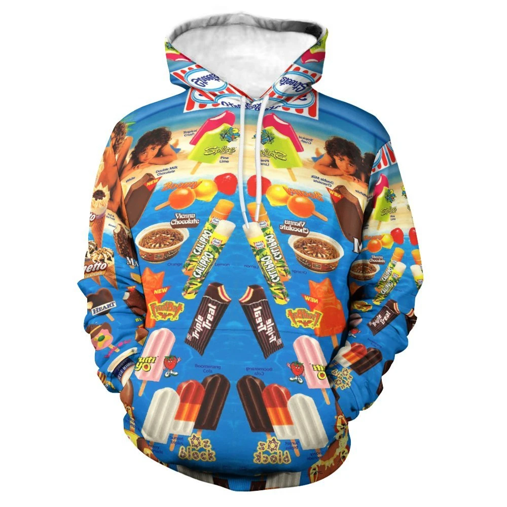 Sudadera con capucha Harajuku para hombre, sudadera con estampado gráfico de helado en 3D, sudaderas casuales, sudaderas con capucha de gran tamaño y divertidas para primavera y otoño, jerséis de call