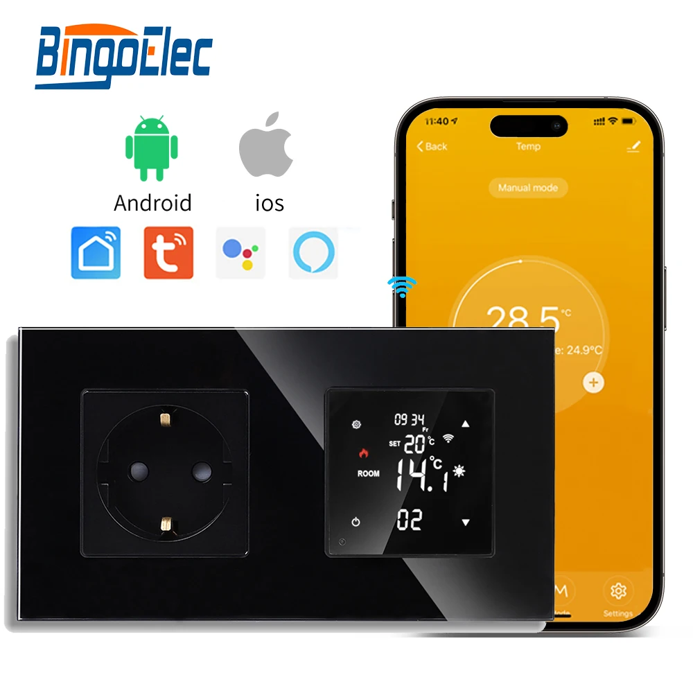 Smart WiFi Thermostat smart thermostat temperature controller smart thermostat socket With EU Socket Water Electric Warm Floor Heating Water Gas Boiler Temperature Controller Tuya Google Home