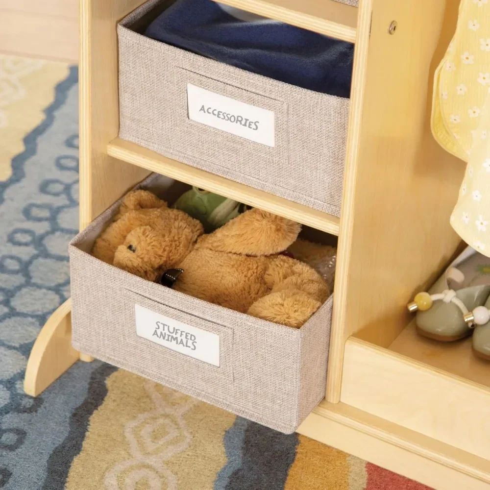Children's Wardrobe, Children's Clothing Storage Wardrobe, with Mirrors and Shelves, Armor with Bottom Tray, Children's Wardrobe 4
