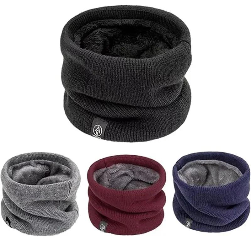 Knitted Solid Color Scarves Warm Thickened Neck Scarfs Ski Face Mask Tube Circle Scarf for Skiing Hiking Cycling