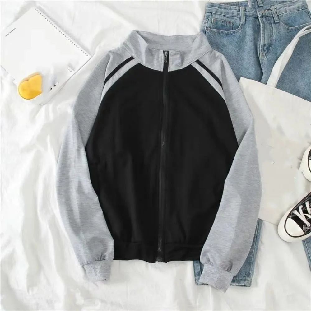 Comfortable Lapel Collar Long Sleeved Hooded Y2k Sweet Loose Sweatshirts for Women Retro Korean Ins Baseball Jersey Top Couple