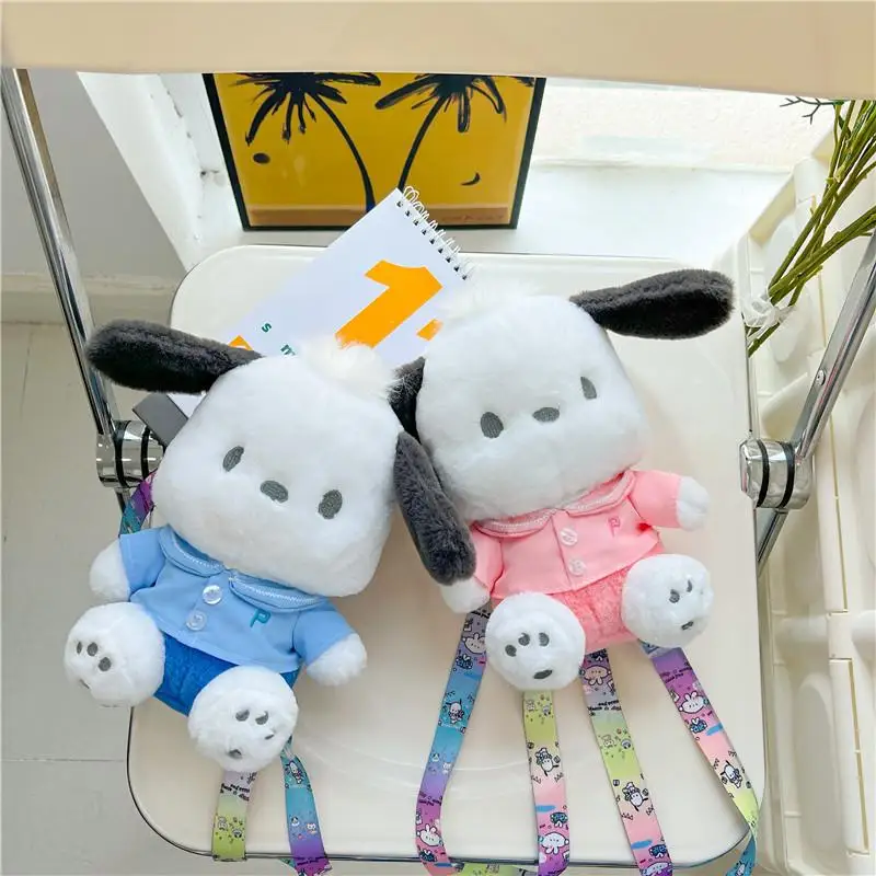 

Sanrio Anime Kawaii Girl Pochacco Plush Bag Cute Doll Large Capacity Backpack Mobile Phone Lipstick Cosmetic Storage Bag Gift