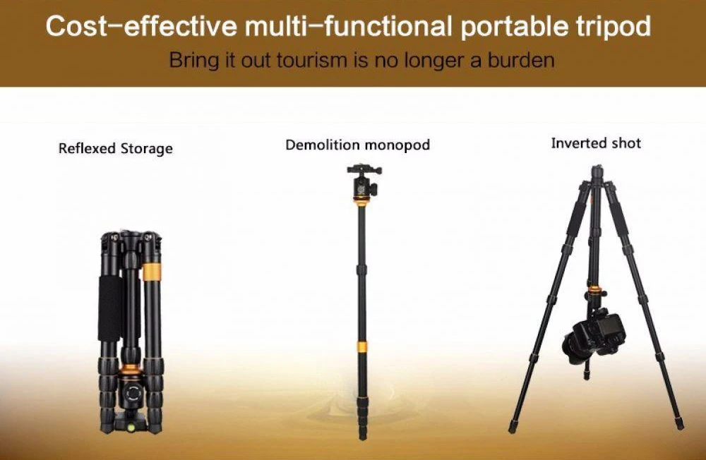 QZSD Q278 Professional Portable Aluminium Alloy Camera Travel Lightweight Tripod