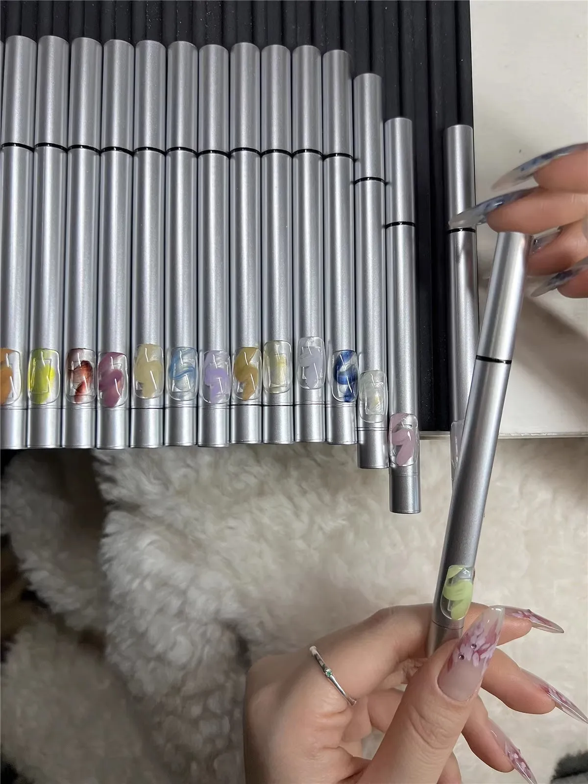Dinagel 19-36 Color Nail Art Drawing Graffiti Pen Blooming Smoke Manicure Brush Painting Nail Drawing Pen DIY Tool