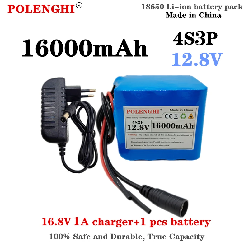 

Аккумулятор POLENGHI 18650 4S3P 12,8 в 16 Ач BMS, подходит для электролодок и источник бесперебойного питания 12 В, зарядное устройство 16,8 в