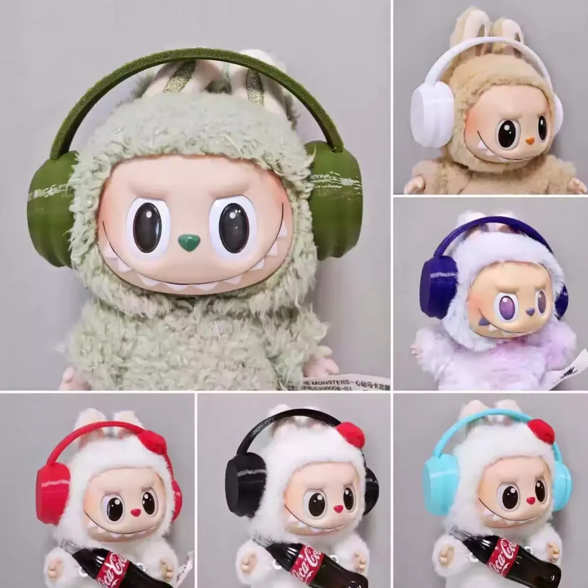 For Labubu 17cm Macaron Color Cotton Doll Earphone Accessories 10cm Fashion Earphones Cute Doll Earphones