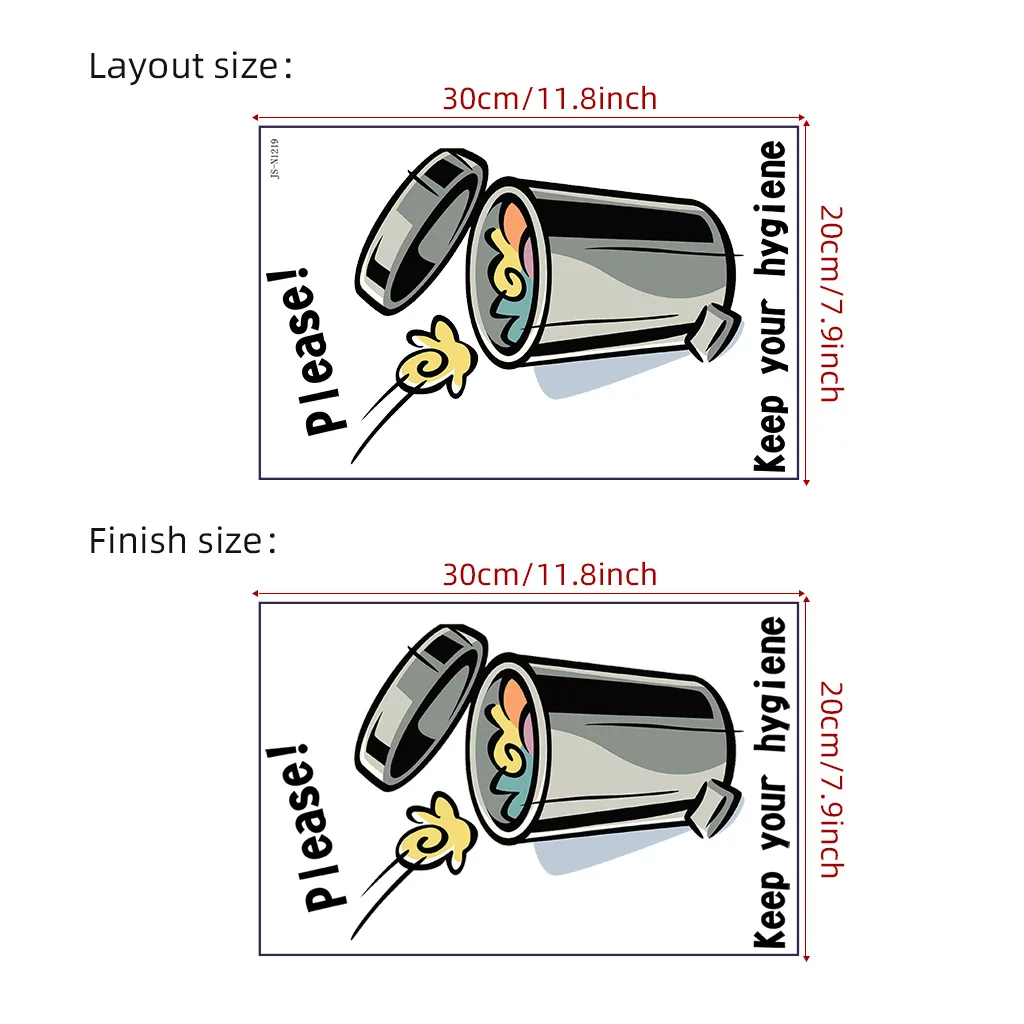 Funny Trash Can Toilet Stickers Keep Your Hygiene Prompt Slogan Pvc Stickers Toilet Decoration Wall Wall Mural Art