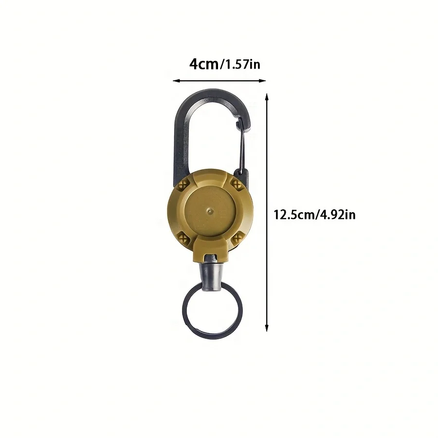 Outdoor camping tactical easy-to-pull buckle telescopic buckle wire rope multi-functional keychain camping rebound