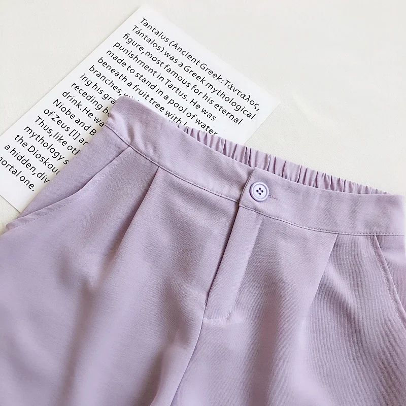 OUMEA Women Sets Korean Stye Office Lady Coat+Wide Leg Opening Shorts High Waist Solid Color Two Piece Basic Set With Buttons