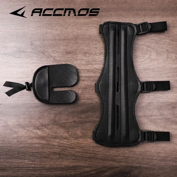 Set di Protezioni per Braccio e Dita per Tiro con l'Arco, Bracciale in Pelle, Guanto, Accessorio per la Caccia
