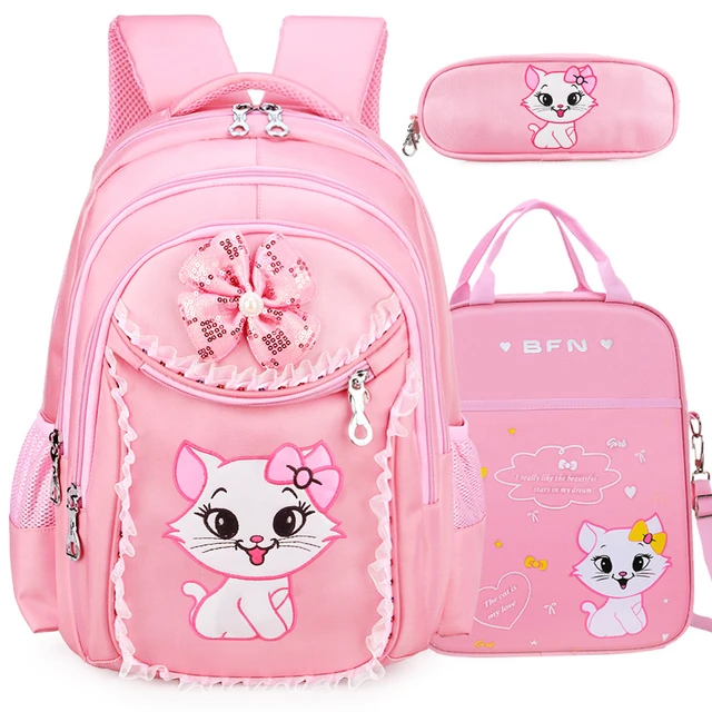 Mochilas escolares de dibujos animados para niños, mochila rosa con Gato  encantador, bolsas de viaje para niñas de 1 a 3 años - AliExpress