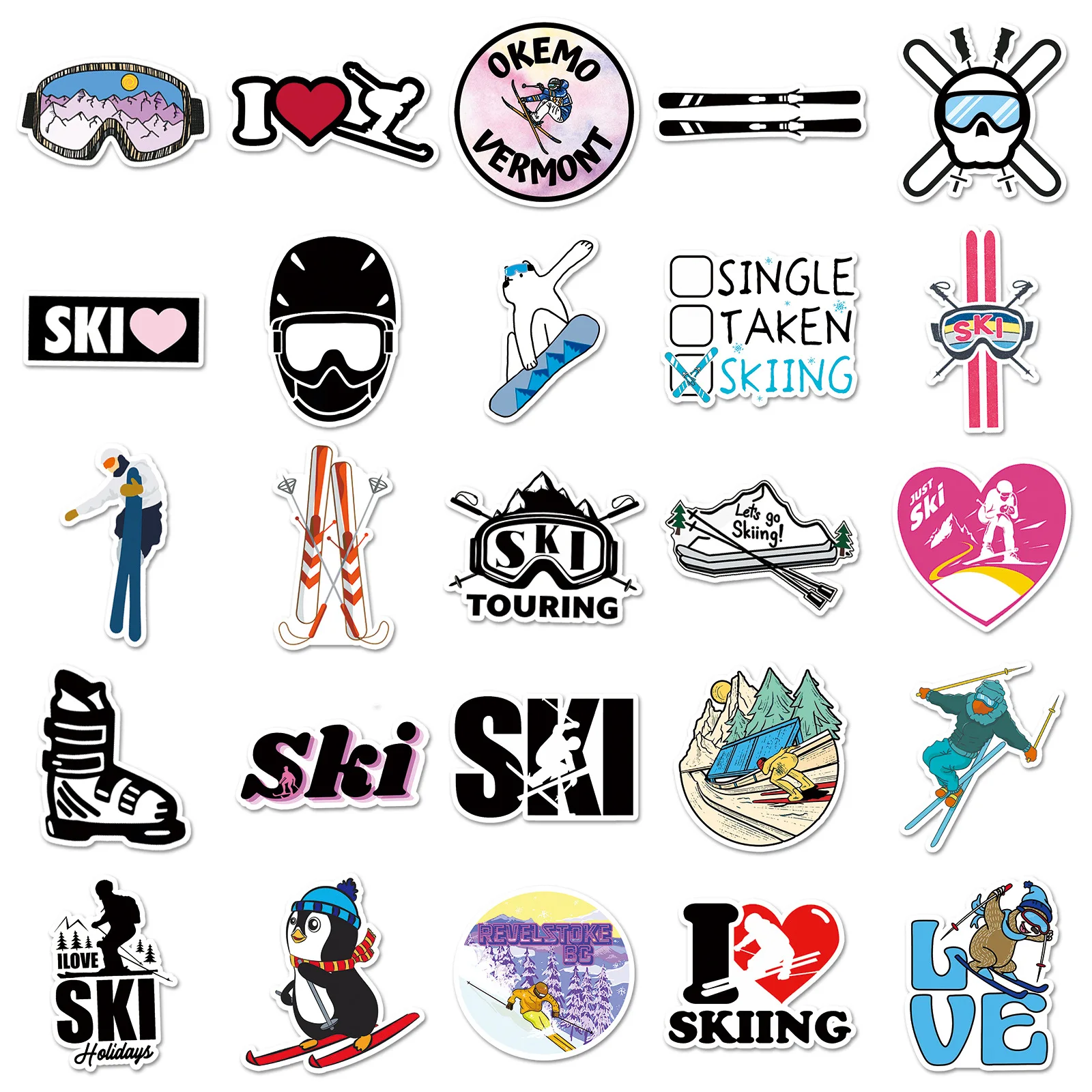 50PCS 스키 스티커 익스트림 스포츠 그래피티 재료 DIY 장 스케이트보드 수하물 헤드폰 방수 스티커 어린이 장난감