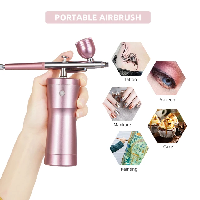 Airbrush Portable Air Brush With Compressor Kit Mini Nano Spray Gun Oxygen  Injector for Nail Art Manicure Makeup Paint Tattoo - AliExpress