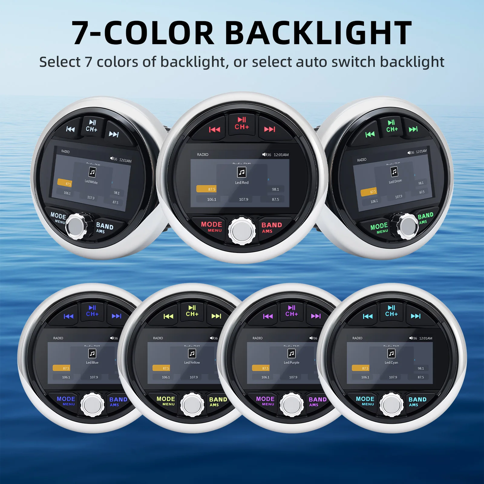Marine Stereo Waterproof IPX5 Boat MP5 Radio Player Bluetooth-compatible FM AM RDS Audio For Yacht ATV UTV Cart Motorcycle